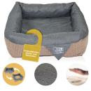 DEAR DARLING DD-06BBXXL Luxus Hundebett Braun Anthrazit Gr. XXL 80x80cm Memoryschaum Matratze